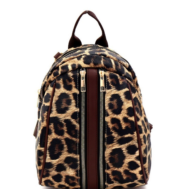 fluffy leopard print backpack